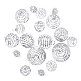 Airssory 40 Pieces 4 Sizes Iron Wire Pendants Spiral Beads Cage Pendant Charms Round for Necklaces, Earrings, Jewellery Making and Crafts - 15x14mm