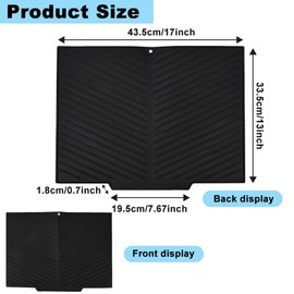 Elyyapt Dish Drying Mat Rubber Draining Board Mat with Built-in Drain Lip, V-Shaped Dish Drainer Mat Non-Slip Dish Draining Mat Heat Resistant Mat Pad for Kitchen Counter, 17 x 13 inch, Black