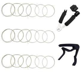 HiBD Classical Guitar Strings Clear Nylon Guitar Strings 3 Complete Sets and 3 in 1 Guitar String Tool Guitar Capo