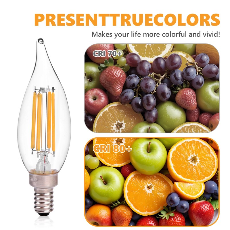 HMYYJT Dimmable LED Candelabra Bulb 60W Equivalent E12 LED Bulb
