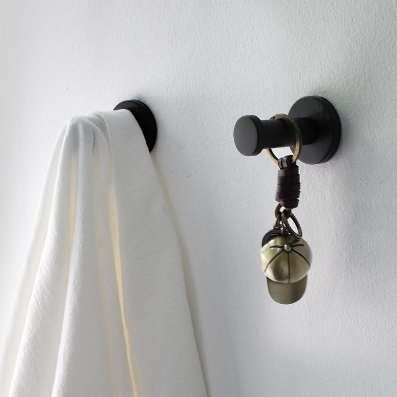 lyualma Pack of 6 Rustproof Matte Black Towel Hooks, Round