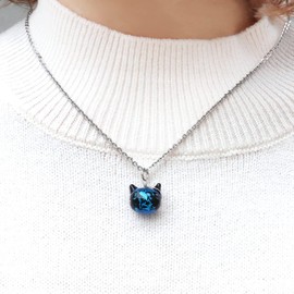 Gold Stone Women's Firefly Glass Necklace, Cat, Cute, Pendant, Glowing, Luminous, Okinawa, Souvenir, Stylish, Dragonfly, Cat, Cat Cat Gift, Gift, Glass