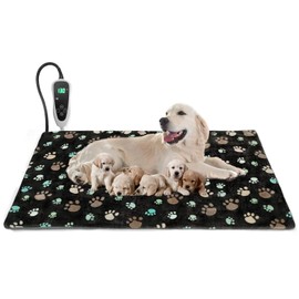 GOLOPET Extra Large Dog Heating Pad 47x30 in Waterproof Heated Dog Bed Smart Thermostat Switch, Whelping Supplies, Adding Wire Rope Wires Puppy Heating Pad Mat with Plush Fabric Cover