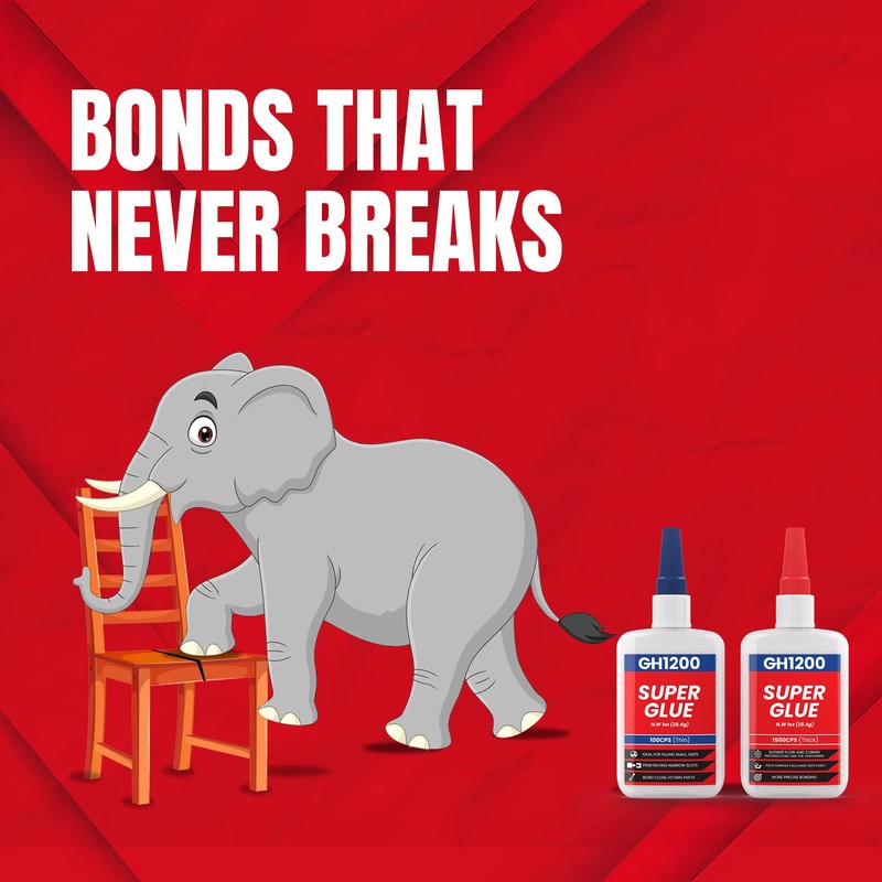 GH1200 57 Grams (2 oz) 100/1500 CPS (Thin/Thick) Super Glue