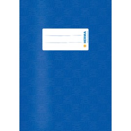 Herma 19865 Notebook Covers DIN A5 Raffia Book Covers with Label and Raffia Structure Made of Durable and Wipe-Clean Polypropylene Film Set of 10 Exercise Book Protectors for School Books Blue