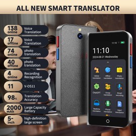 Language Translator Device, VORMOR ChatGpt AI Translator, Two Way Real-Time Voice Spainish English Translation, Support 138 Languages, Offline&Recording&Photo Translation for Travel Business Learning