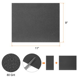 HARFINGTON 50pcs Sandpaper 80 Grit 9 x 11 Inch Waterproof Backing Silicon Carbide Abrasive Wet Dry Sanding Sheets for Wood Finishing, Metal Sanding, Automotive Polishing