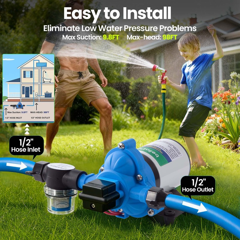 Deccasa 12V 3.5 GPM Diaphragm Water Pump for RV, Marine