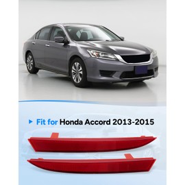 Xumdovipu Bumper Reflector Fit for Honda Accord 2013 2014 2015, Replace 33505-T2A-A01 33555-T2A-A01 33505T2AA01, Driver and Passenger Side, 1 Pair, Red Lens, Rear