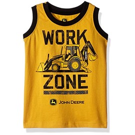 John Deere boys Muscle T-shirt T Shirt, Construction Yellow/Black, 4 US