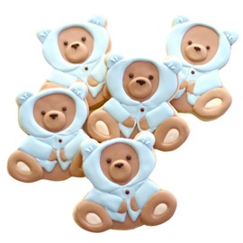 1 Dz. Winter Teddy Bear Cookies! Baby showers Themed party favors or gift!
