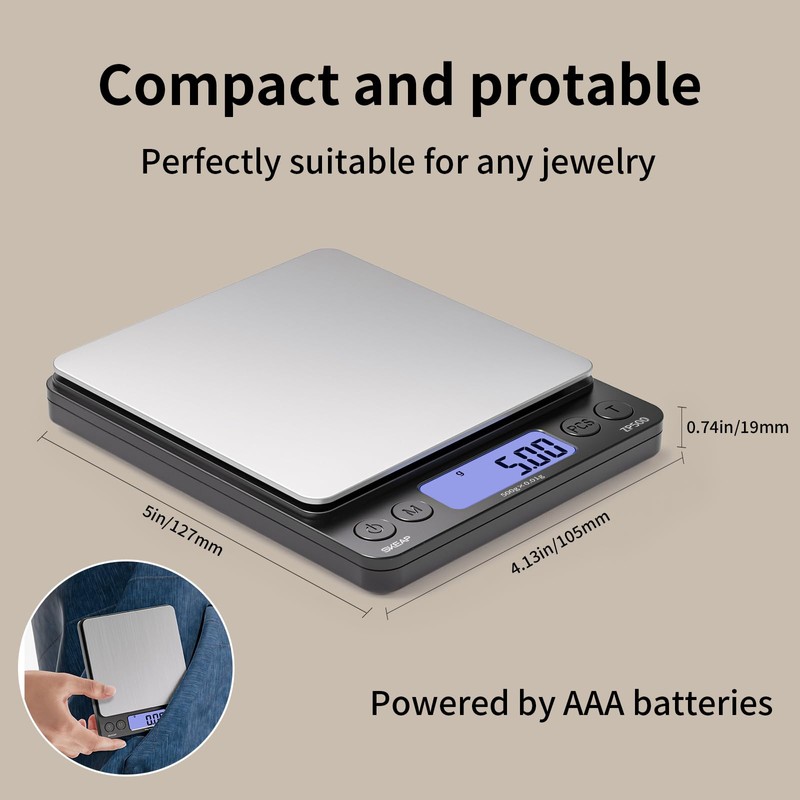 SKEAP Digital Jewelry Scale – 500g x 0.01g Precision Gold