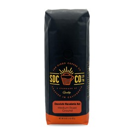 San Diego Coffee Chocolate Macadamia Nut, Medium Roast, Ground Coffee, 16-Ounce Bag Café molido tostado