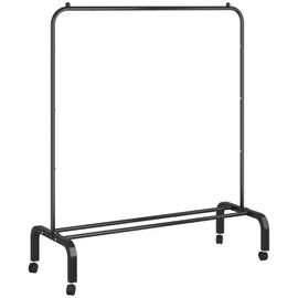 OTROUWORHT Rolling Clothes Rack Metal Clothing Rack with Wheels Garment Rack with Bottom Shelf for Hanging Clothes Shirts Jeans and Coats Black