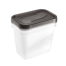keeeper Fredo Fresh Food Storage Containers Set of 3, 3 x 1 L, Crystal Grey (Transparent)