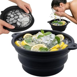 Cuenco Baño de Hielo Facial de Silicona Plegable con Bandeja de Hielo Incorporada,Hielo para la Cara para Terapia de Inmersión en Frío,Estiramiento de