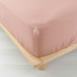 douceur d'intérieur, Fitted Sheet (140 x 190 cm) Angelia Rose, Cotton Gauze