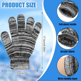 Handepo 24 Pairs Winter Magic Warm Gloves Stretchy Knit Cotton Gloves for Women Men Adults Cold Weather(Black Pattern)