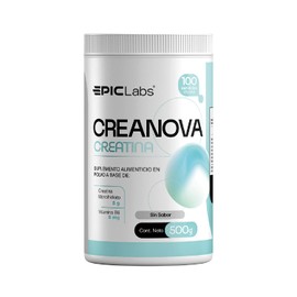 Epic Labs CreaNova® Creatina Monohidratada con Vitamina B6, Alta Pureza, Polvo Sin Sabor, Fuerza y Rendimiento Muscular, 100 Servicios, 500 g