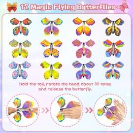 Moltby Pack of 102 Party Bags Children's Birthday Girl Butterfly Children's Birthday Party Favours Girls Magic Flying Butterfly Key Ring Decoration Gift Children's Birthday Party