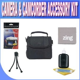 SLR Deluxe Soft Medium Camera and Video Bag + LCD Screen Protectors + Table Size Tripod + Zing Micro Fiber Cleaning Cloth +Camera/Video Cleaning Accessory Kit!!!