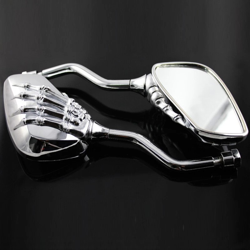 Unbranded Universal Chrome Skeleton Skull Hand Claw Motorcycle Rear View