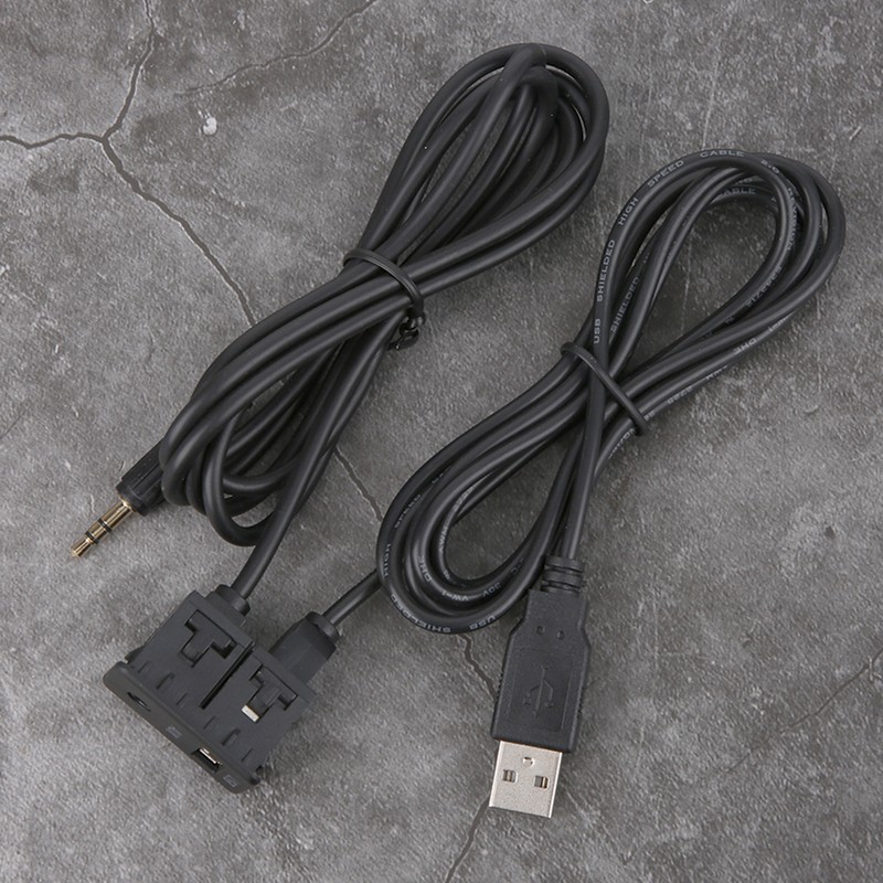 3.5mm AUX Extension Cable Adapter Flush Mount USB Port Headphone