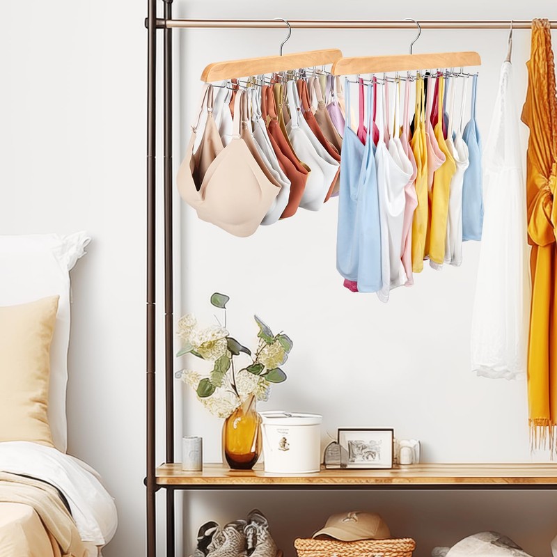 Tank Top Hanger with Premium Wood, 24 Large Capacity, Space