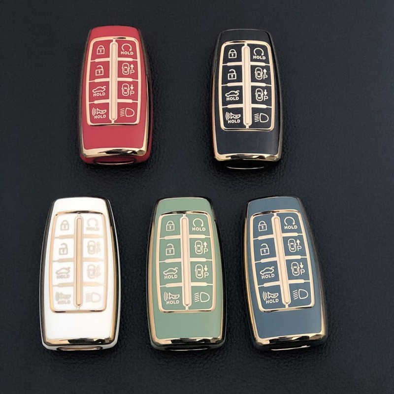 SANRILY Golden-Edge 8 Button Key Fob Cover for Genesis GV80