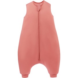 Supersoft Toddler Sleep Sack With Feet 1.0 Tog, Premium Bamboo Viscose Sleep Sacks With Legs 2-Way Zipper Sleep Bag Walker 6-15 Month, Coral