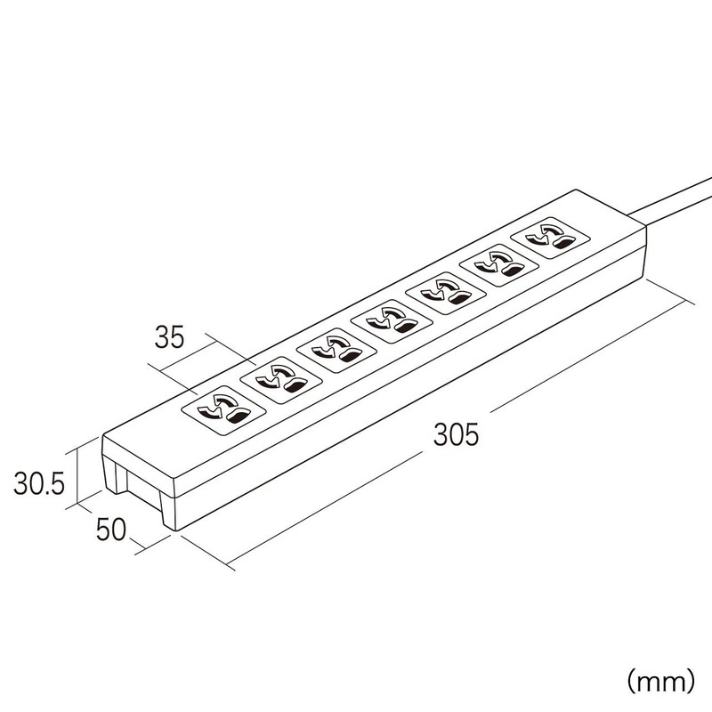 サンワサプライ 電源タップ スタンダードタイプ 3P・7個口 5m TAP-F37-5