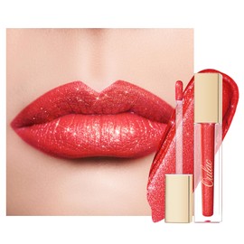 Oulac Orange Liquid Glitter Lipstick - Coral Long Lasting Lip Color for Women, High-Pigmented, Transfer-Proof, Waterproof, Creamy and Melting Texture, Vegan, 4.5ml MS06