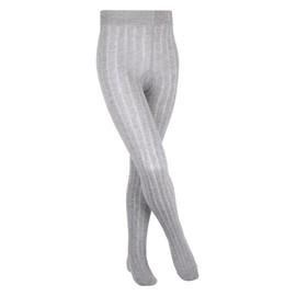 FALKE Kids Classic Rib tights, 1 pair, UK size 12.2.5 (EU 122-128), Grey, cotton mix - Skin friendly cotton, reinforced stress zones for optimum durability