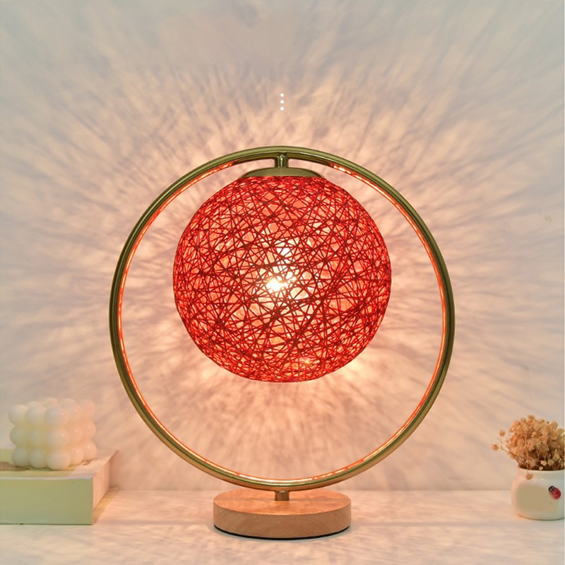Round Vine Ball Table Lamp Romantic Decorative Night Light for