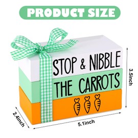 Easter Tiered Tray Decoration Faux Stack Books Mini Wooden Block with Ribbon Tabletop Sign Centerpieces Rustic Farmhouse Decorations for Home Tray Table Bookshelf Mantel Decors (Color 2)