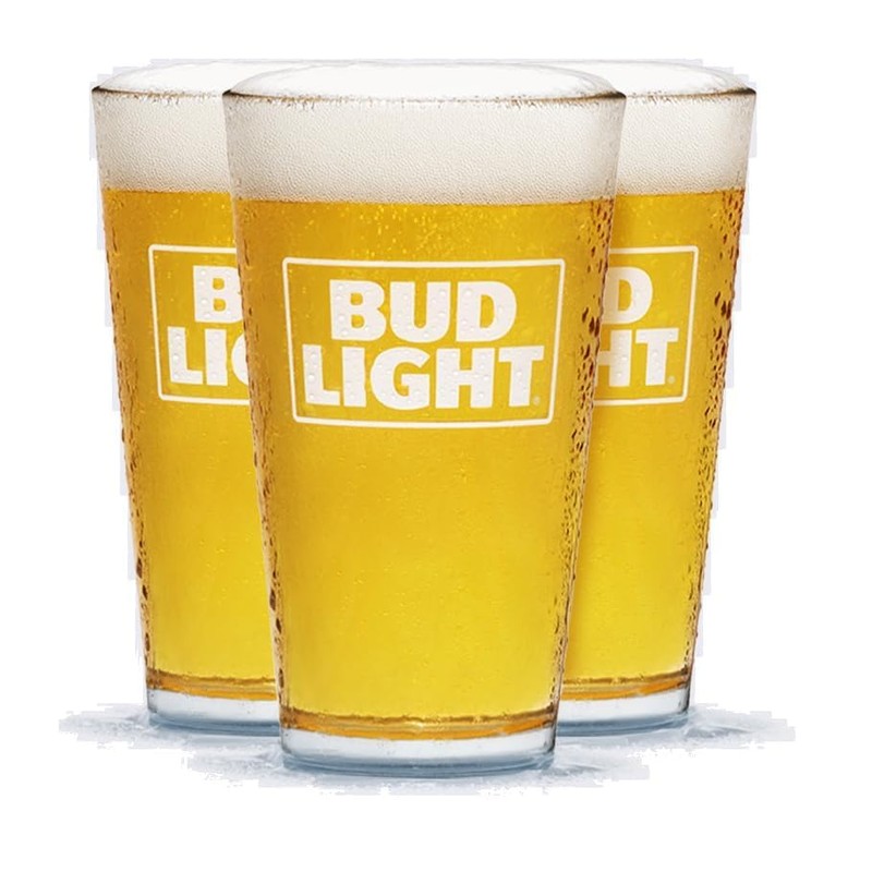 Bud Light White Logo Pint - Set of 2