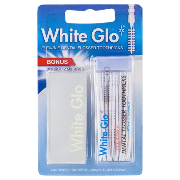 White Glo Flexible Dental Flosser Toothpicks (Pack of 3)