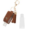 Unaone 1oz/30ml Hand Sanitizer Holder Travel Size, Empty Bottle Leather Sanitizer Holder with Keychain Portable Small Squeeze Bottle Refillable Container for Toiletry Lotion Liquid Soap Shampoo Brown