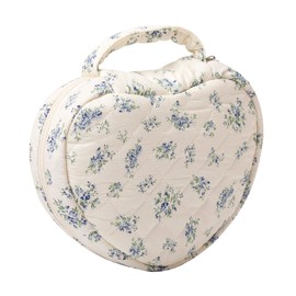 SURBEAV Makeup Bag, Cute Cosmetic Bag for Women Girls, Floral Coquette Aesthetic Toiletry Bag, Travel Make Up Organizer Bag (Blue flower)