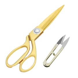 Handi Stitch Gold Tailor Dressmaking Scissors & Yarn Thread Snippers - Heavy Duty 25.4cm/10 Inch Stainless Steel Sharp Shears - Cutting Fabric, Clothes, Leather, Denim, Altering, Sewing & Tailoring