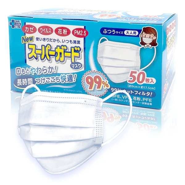 [株式会社ティー・エイチ・ティー] T.H.T Newスーパーガード マスク ふつうサイズ 大人用 不織布 プリーツ型 50枚