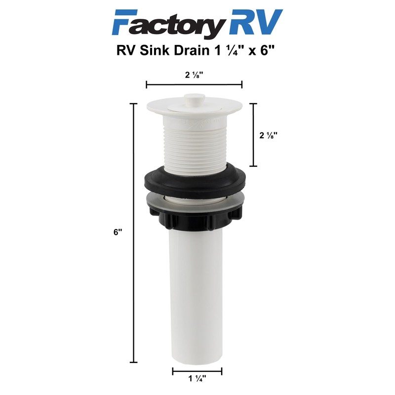 Factory RV Bathroom Sink Pop-Up Drain 1¼" x 6" |