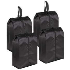 MISSLO Portable Nylon Travel Shoe Bags with Zipper Closure (Pack 4, Black)