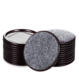 4" Round Reusable Felt Furniture Caster Cups with Carpet Bottom, Felt Furniture Sliders Floor Protectors Pads to Protect Hardwood, Tile or Laminate Floors from Scratches, Brown/Gray (16 Pack) ﻿