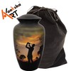 Akanksha Arts Cremation Urn, Burial Urns. Lovely Golfer Golf Design.