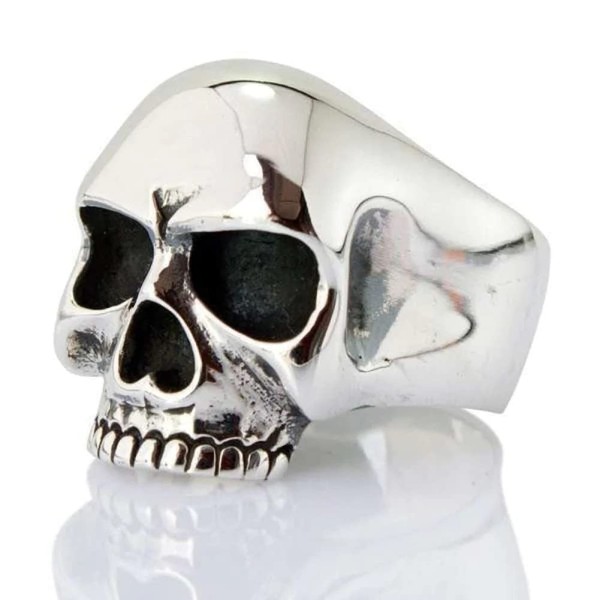 Bikerringshop Sterling Silver Skull Ring Inspired by Keith Richards Size