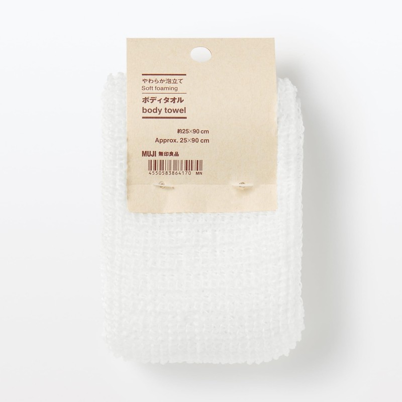 Muji 83864170 Soft Whisk Body Towel, Approx. 9.8 x 35.4