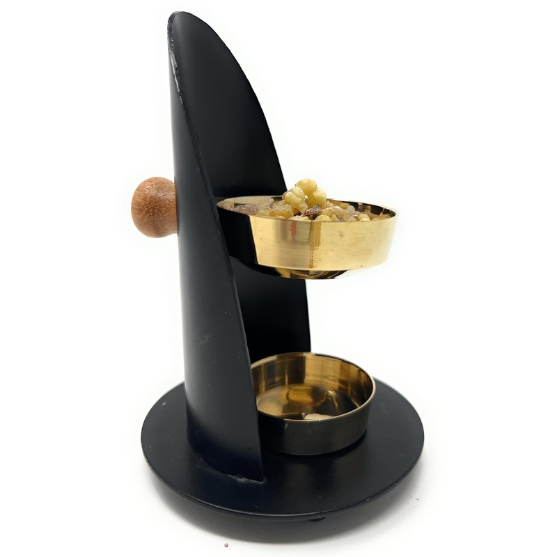 TRINTURA Incense Burner Height Adjustable Black Gold Includes 20g Boswelia
