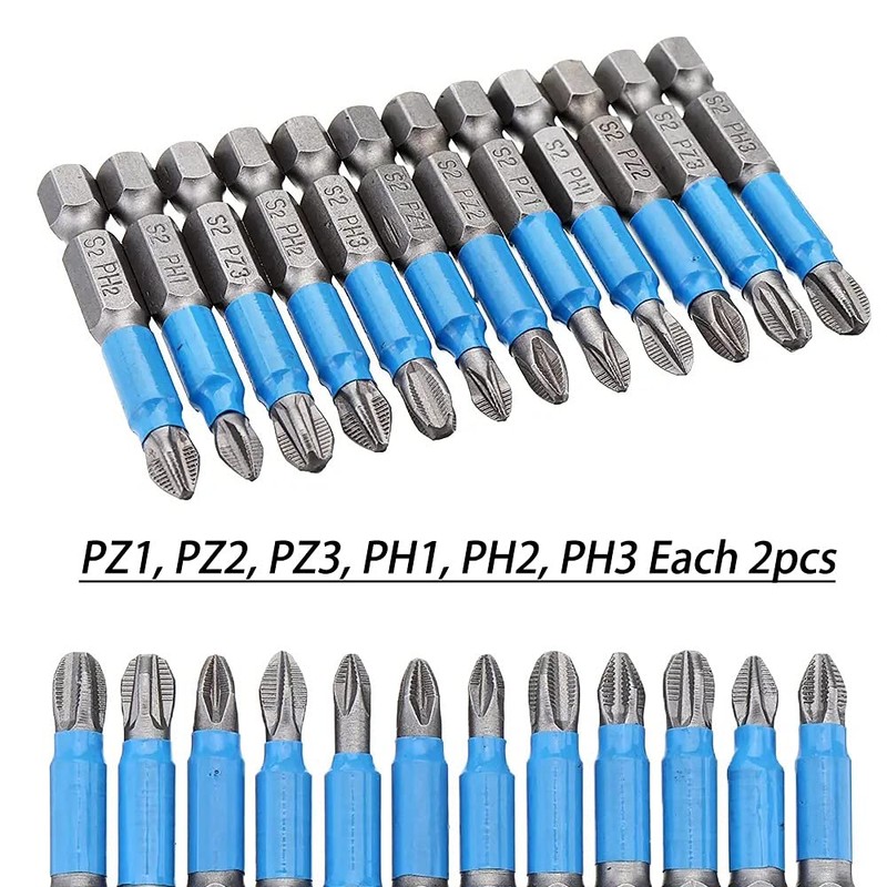 Saipor 12-Piece Magnetic Phillips Pozidriv Screwdriver Bit Set PH/PZ Bits