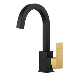 Bar Sink Faucet Single Hole: ALEASHA Bar Sink Faucet Black and Gold, Stainless Steel Wet Bar Faucet with Single Handle for Kitchen Bathroom RV Restroom Sink